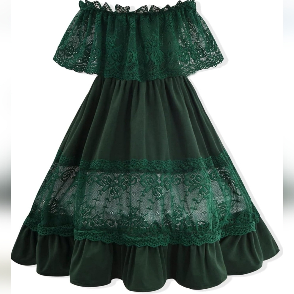 Green boho dress